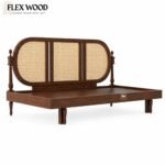 Flexwood antique look s sofa cum bed with cane detailing(walnut finish) - Image 4