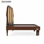 Flexwood antique look s sofa cum bed with cane detailing(walnut finish) - Image 5