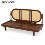 Flexwood antique look s sofa cum bed with cane detailing(walnut finish) - Image 6