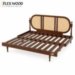 Flexwood antique look s sofa cum bed with cane detailing(walnut finish) - Image 7