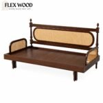 Flexwood Elegant Cane-Style Day Bed with Cushioned Backrest (walnut finish) - Image 7