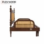 Flexwood Elegant Cane-Style Day Bed with Cushioned Backrest (walnut finish) - Image 6