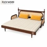 Flexwood Elegant Cane-Style Day Bed with Cushioned Backrest (walnut finish) - Image 3