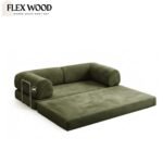 Flexwood Multi-Functional Folding Floor Sofa Bed with Removable Back and Armrest - Image 4