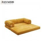 Flexwood Multi-Functional Folding Floor Sofa Bed with Removable Back and Armrest - Image 3
