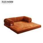 Flexwood Multi-Functional Folding Floor Sofa Bed with Removable Back and Armrest - Image 3
