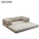 Flexwood Multi-Functional Folding Floor Sofa Bed with Removable Back and Armrest - Image 3