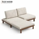 Flexwood sleeper sofa cum bed teak wood ( walnut finish) - Image 3