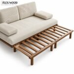 Flexwood sleeper sofa cum bed teak wood ( walnut finish) - Image 4