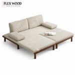Flexwood sleeper sofa cum bed teak wood ( walnut finish) - Image 5