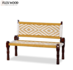 Flexwood Wooden Handmade Backrest Bench (Yellow and White) - Image 3