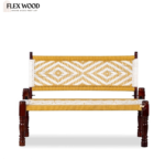 Flexwood Wooden Handmade Backrest Bench (Yellow and White) - Image 2