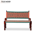 Flexwood Wooden Handmade Backrest Bench (Green and Orange) - Image 2