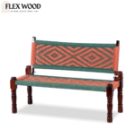 Flexwood Wooden Handmade Backrest Bench (Green and Orange) - Image 3