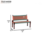 Flexwood Wooden Handmade Backrest Bench (Green and Orange) - Image 5