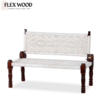 FlexwoodWooden Handmade Backrest Bench (White) - Image 3