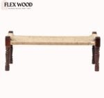 Flexwood balcony bench in sheesham wood with jute( brown finish) - Image 2