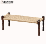 Flexwood balcony bench in sheesham wood with jute( brown finish) - Image 3