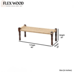 Flexwood balcony bench in sheesham wood with jute( brown finish) - Image 5