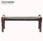 Flexwood Balcony Bench in Sheesham Wood with jute(beige and balck) - Image 2