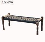 Flexwood Balcony Bench in Sheesham Wood with jute(beige and balck) - Image 3