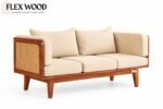 Flexwood boston sheehsaam wooden three seater sofa  (honey finish) - Image 3