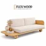 FlexWood Handcrafted Japanese Style Low Seating 3 Seater Sofa, Natural finish - Image 3