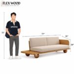 FlexWood Handcrafted Japanese Style Low Seating 3 Seater Sofa, Natural finish - Image 5