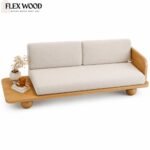 FlexWood Handcrafted Japanese Style Low Seating 3 Seater Sofa, Natural finish - Image 4