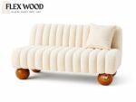 Flexwood  japandi ribbed sofa set cream boucle with ball leg - Image 4