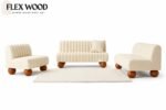Flexwood  japandi ribbed sofa set cream boucle with ball leg - Image 5