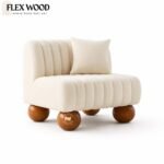 Flexwood  japandi ribbed sofa set cream boucle with ball leg - Image 6