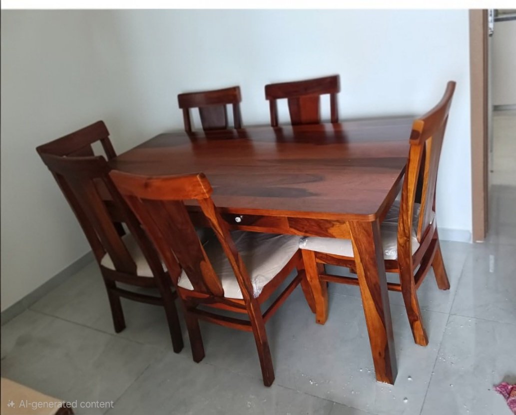 Tofie solid wood Dining Table with chair for dining room( honey finish) photo review