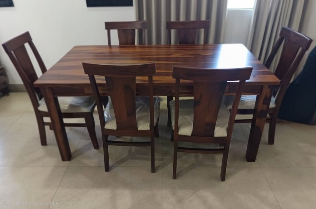 Tofie solid wood Dining Table with chair for dining room( honey finish) photo review