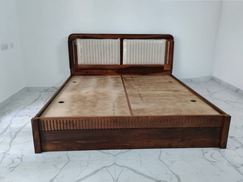 Flexwood Solid Wood Modern box Storage Bed king size (walnut finish) photo review