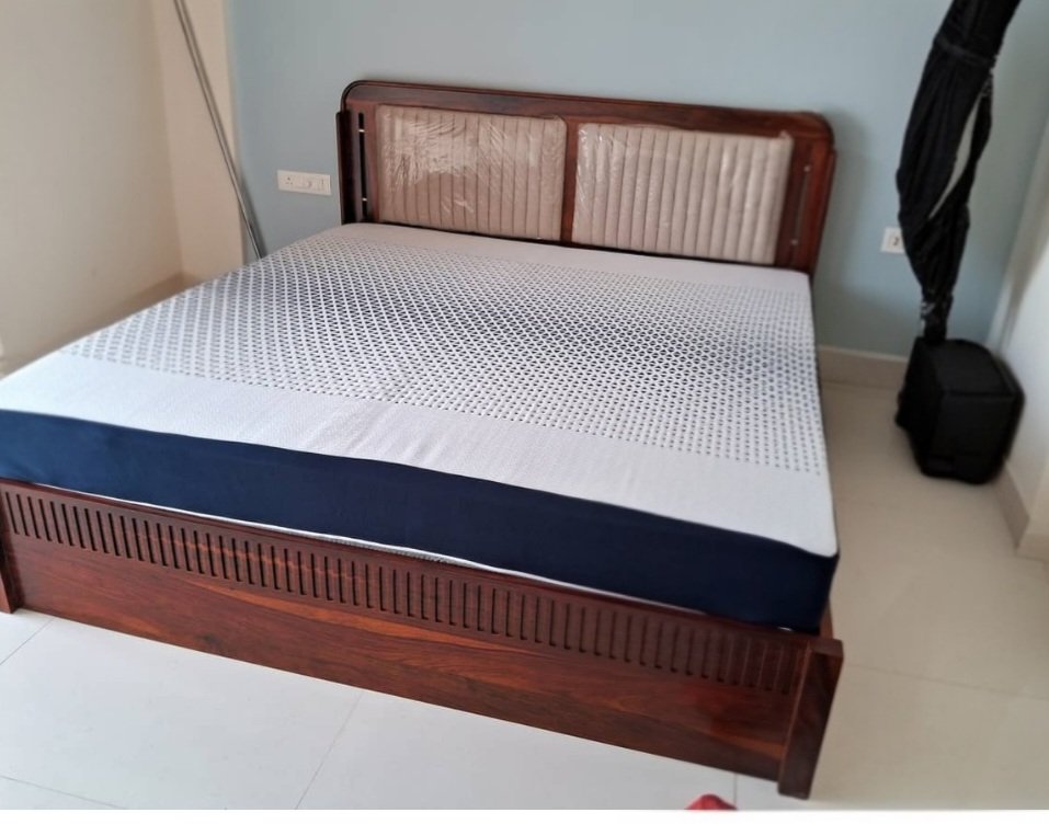Flexwood Solid Wood Modern box Storage Bed king size (walnut finish) photo review