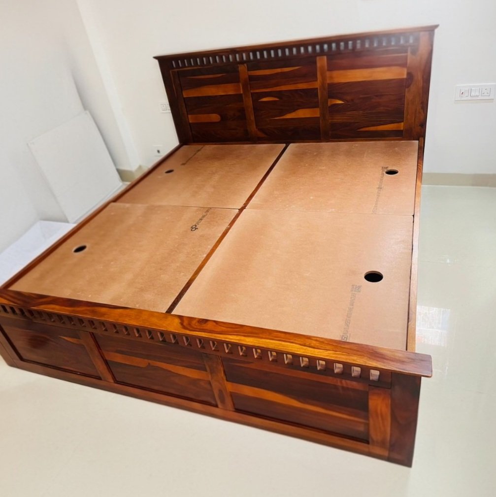 Adolph solid wood box  Storage Bed king size(honey finish) photo review