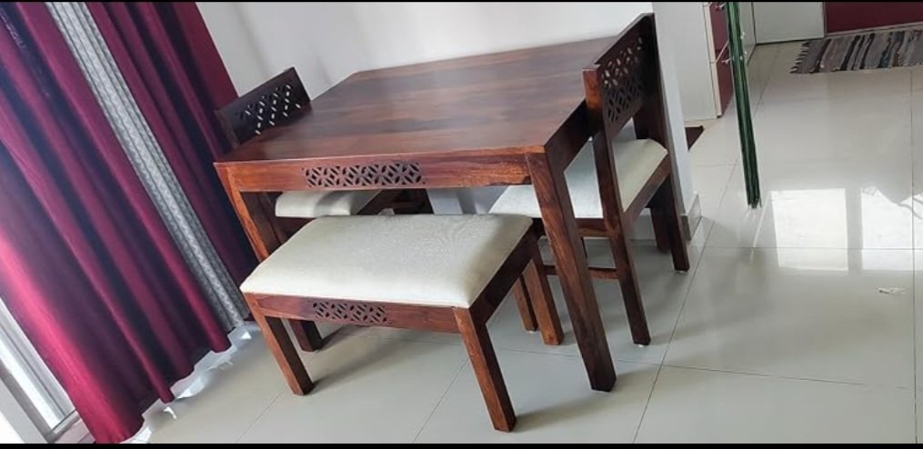 Cambery solid wood Dining Table with chair for dining room(honey finish) photo review