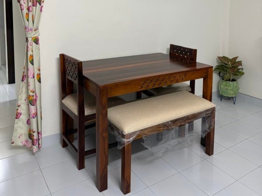 Cambery solid wood Dining Table with chair for dining room(honey finish) photo review
