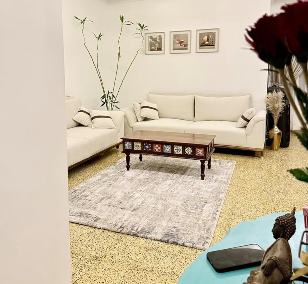 Boho solid wood Coffee Table with Tiles(honey finish) photo review