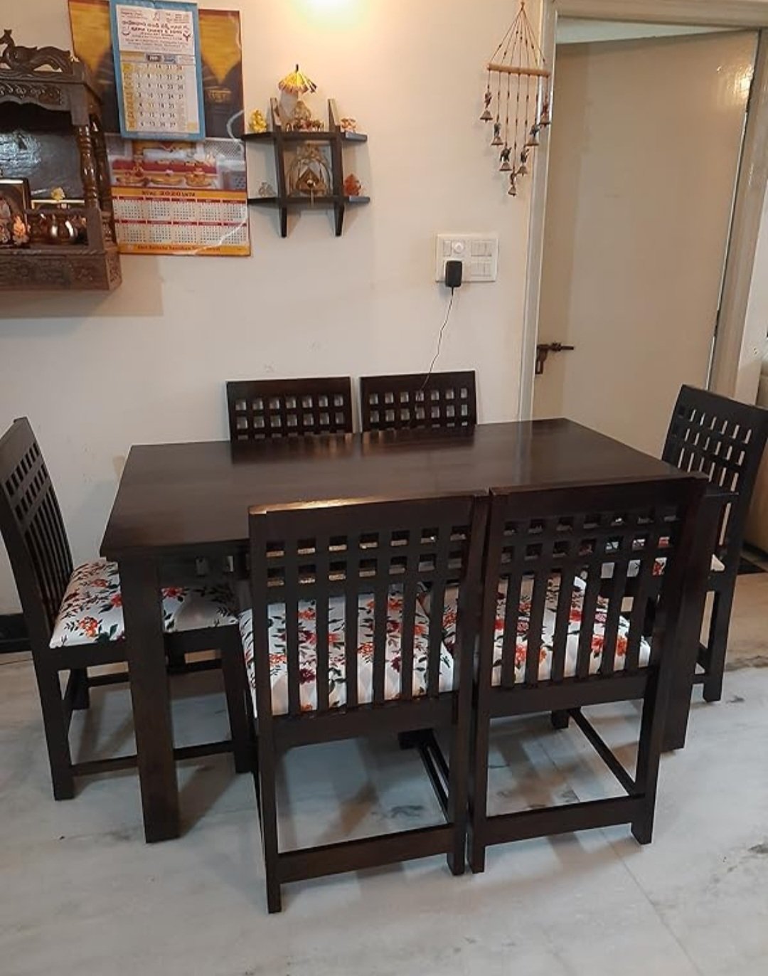 Adolph solid wood 4 seater Dining Table with chair (walnut finish) photo review