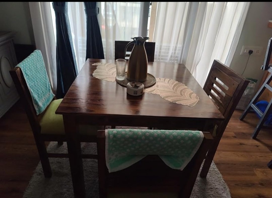 Janto solid wood 4 seater  Dining Table with chair(honey finish) photo review