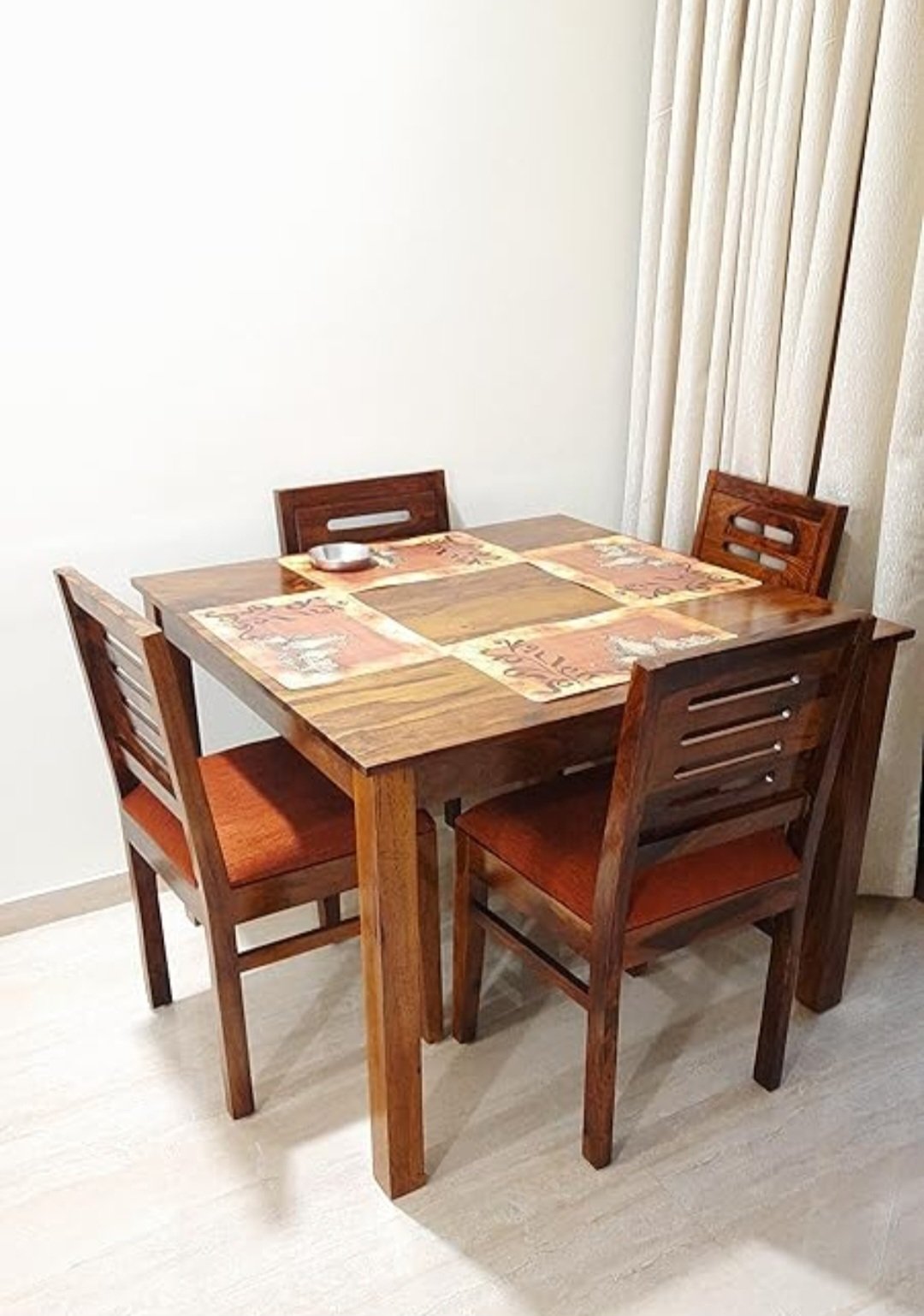 Janto solid wood 4 seater  Dining Table with chair(honey finish) photo review