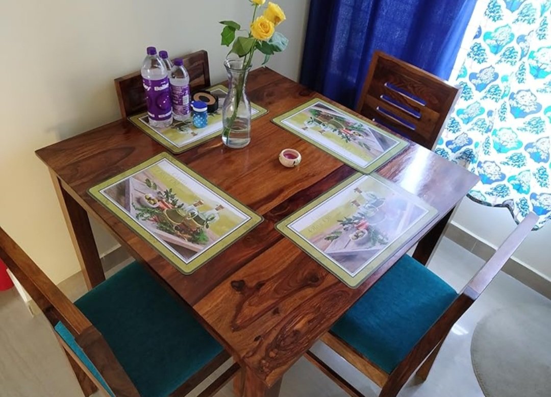 Janto solid wood 4 seater  Dining Table with chair(honey finish) photo review