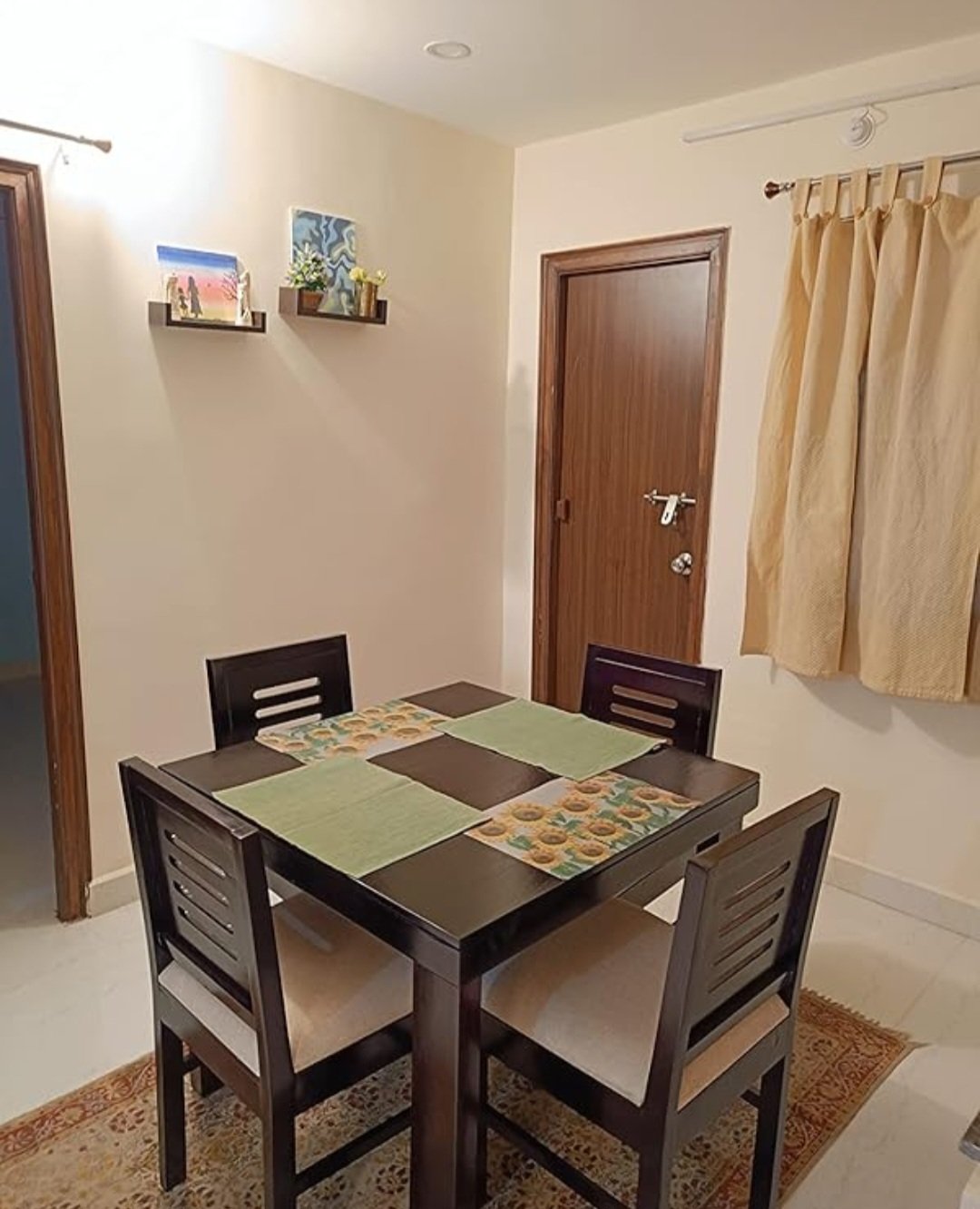 Janto solid wood 4 seater  Dining Table with chair(honey finish) photo review