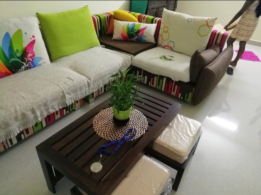 Warrow sheesaam wood Coffee Table with Stool for Home(honey finish) photo review