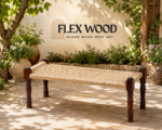 Flexwood balcony bench in sheesham wood with jute( brown finish)
