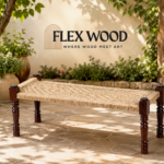 Flexwood balcony bench in sheesham wood with jute( brown finish)