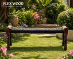 Flexwood Balcony Bench in Sheesham Wood with jute(beige and balck)