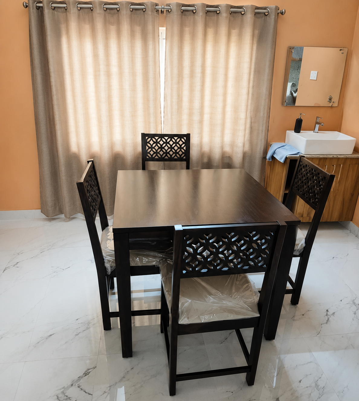 Cambery solid wood Dining Table with chair for dining room(honey finish) photo review